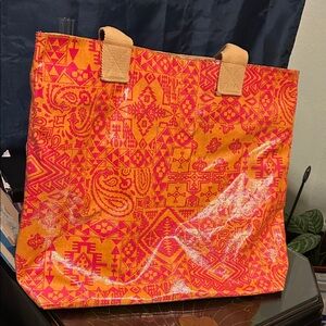 Vtg PENDLETON Tote Bag Canvas Cotton Vinyl Coated Southwestern Aztec Native